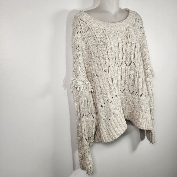Old Navy Women's Textured Fringe Pullover Sweater XXL Wool Blend Knit Boho Chic - Picture 4 of 10